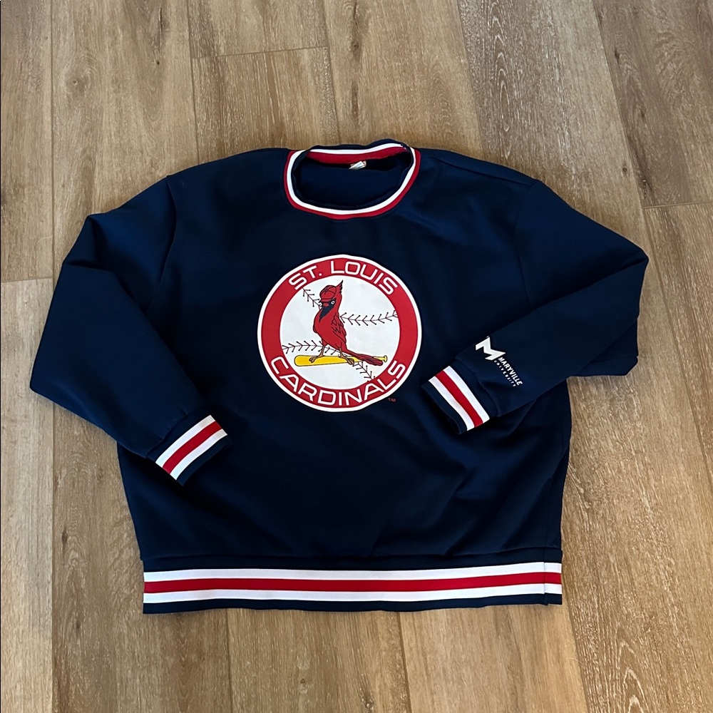 St Louis Cardinals Sweatshirt MENS XL Retro Pullover Navy Blue SGA MLB